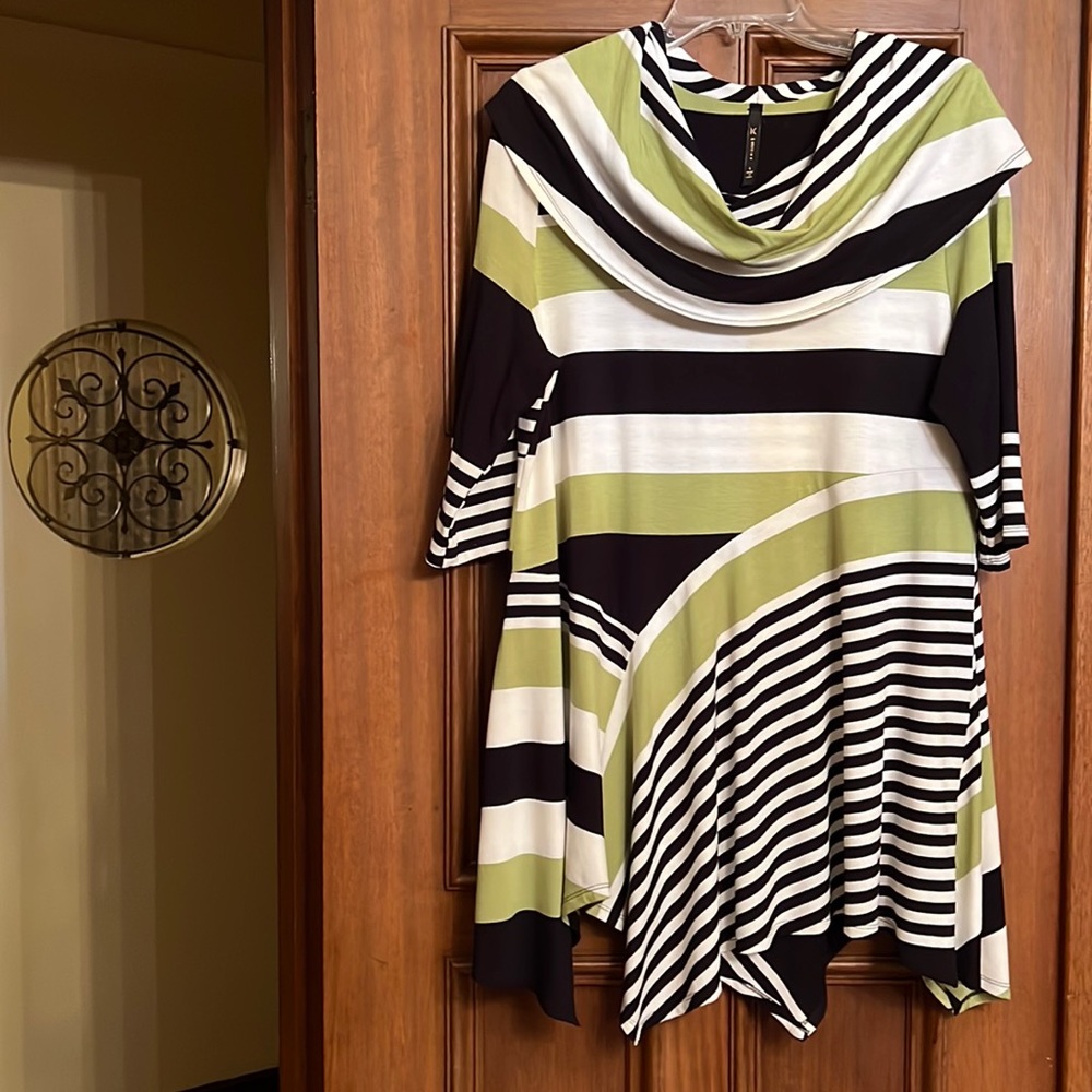 Stripe Tunic top with Handkerchief Hem